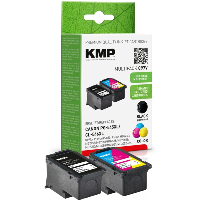 KMP Tintenpatronen Multipack ersetzt Canon PG-545XL + CL-546XL (BK + Farbig)